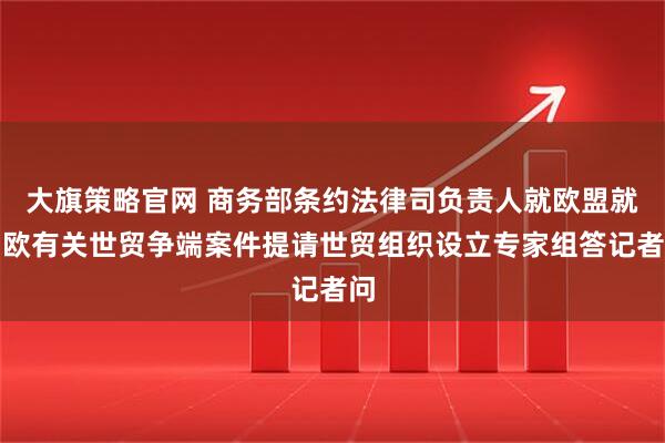 大旗策略官网 商务部条约法律司负责人就欧盟就中欧有关世贸争端案件提请世贸组织设立专家组答记者问