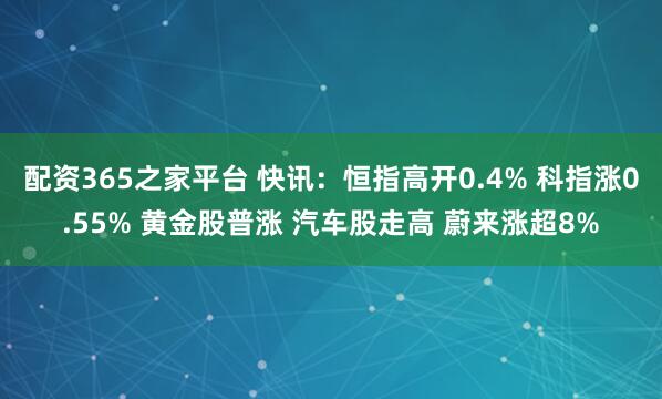 配资365之家平台 快讯：恒指高开0.4% 科指涨0.55% 黄金股普涨 汽车股走高 蔚来涨超8%